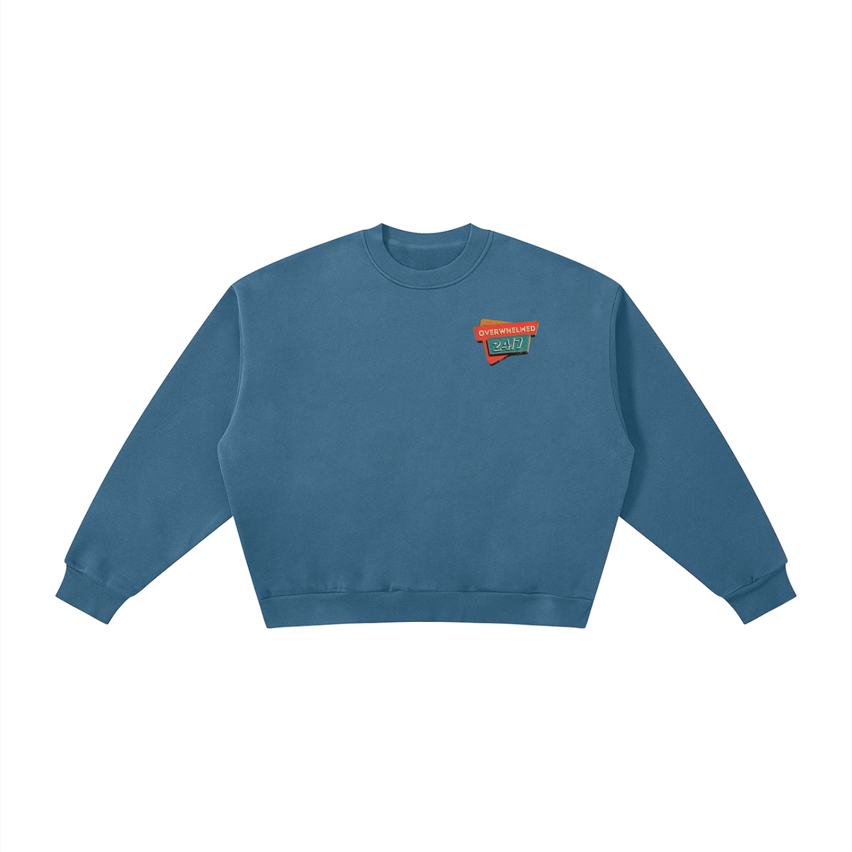 Overwhelmed 24/7 Boxy Fleece Crewneck Sweatshirt